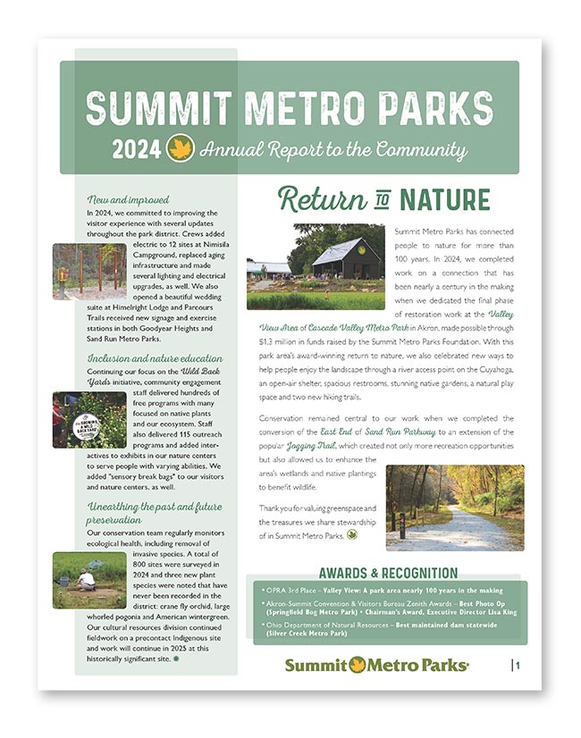 The first page of the park district's 2024 annual report.