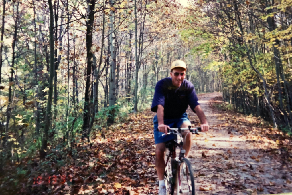 James Hower cycling through Summit Metro Parks in 1997