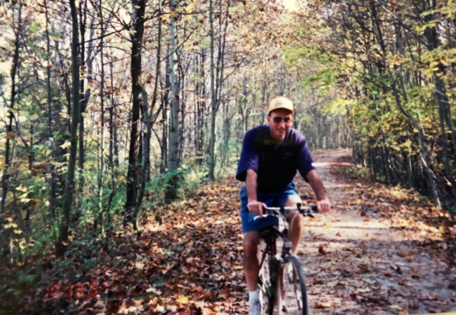 James Hower cycling through Summit Metro Parks in 1997