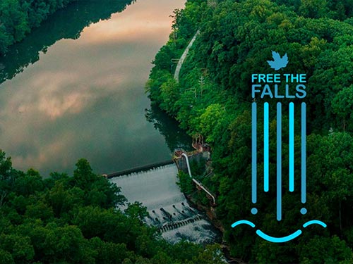 Aerial view of a dam