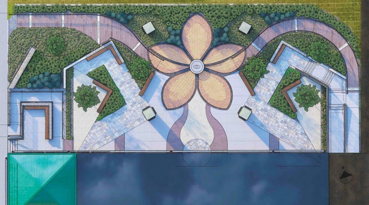 An updated sketch of the plaza’s design