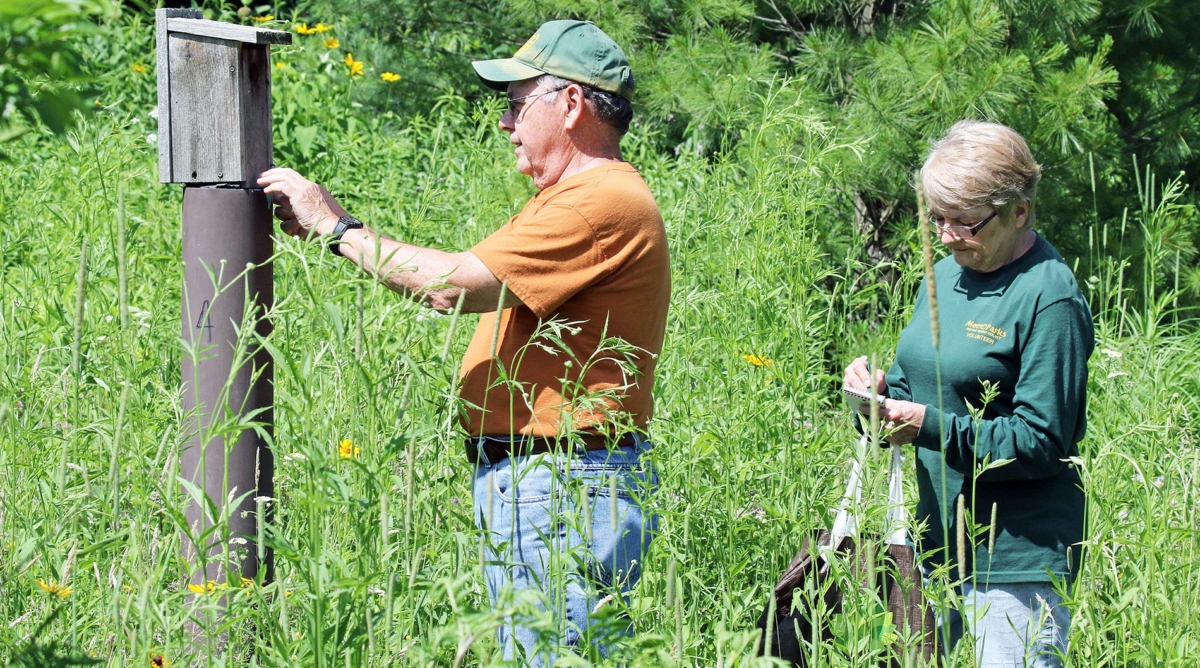 Volunteers retrieving bird data.